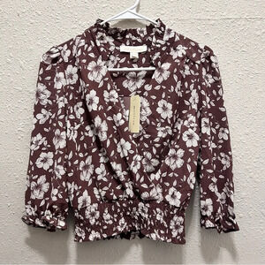 2 for 30✨Monteau Los Angeles Brown Floral Blouse